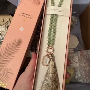 Bomb Party RBP6257lg Pendant Necklace "Another Day to Sparkle" Jade & Rose Gold